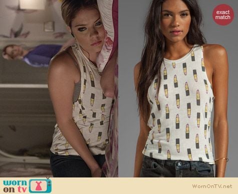 Morning Warrior Lipstick Lover Tank worn by Ashley Benson on PLL