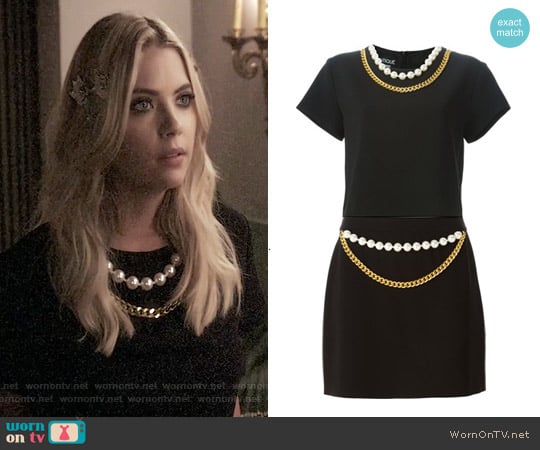 Boutique Moschino Chain and Faux Pearl Trim Top and Skirt worn by Hanna Marin (Ashley Benson) on Pretty Little Liars