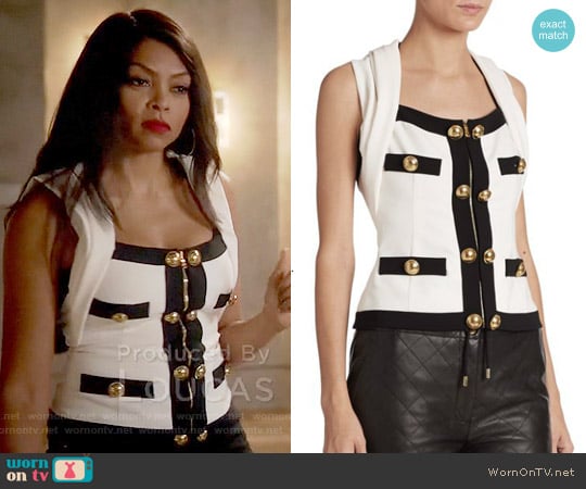 Moschino Button Trim Halter Top worn by Cookie Lyon (Taraji P. Henson) on Empire