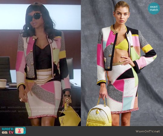 Moschino Resort 2015 Colorblock Jacket and Skirt Set worn by Cookie Lyon (Taraji P. Henson) on Empire