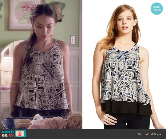 Mossimo Double Layer Flounce Blouse worn by Mona Vanderwaal (Janel Parrish) on Pretty Little Liars