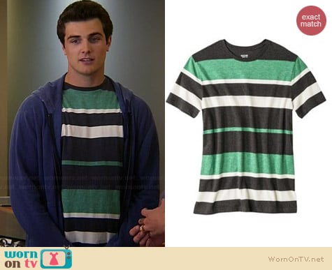 Mossimo Green Shakra Striped Tee worn by Beau Mirchoff on Awkward