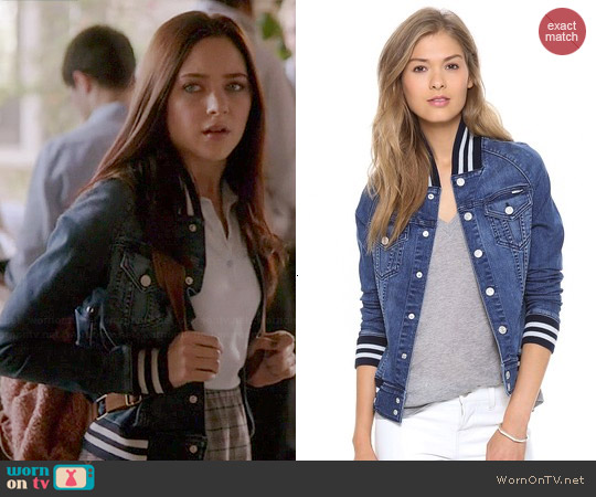 Mother Letterman Bully Jacket worn by Haley Ramm on Chasing Life