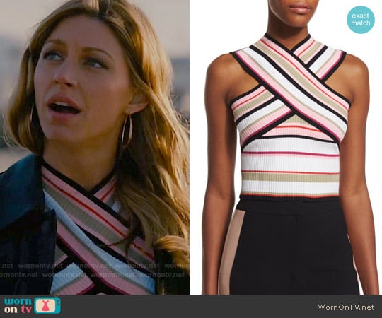 MSGM Striped Ribbed Cross-Front Top worn by Josslyn Carver (Jes Macallan) on Mistresses