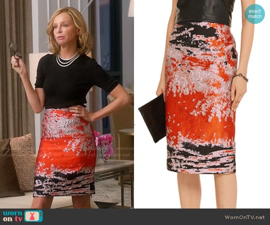 MSGM Jacquard Midi Skirt worn by Cat Grant (Calista Flockhart) on Supergirl