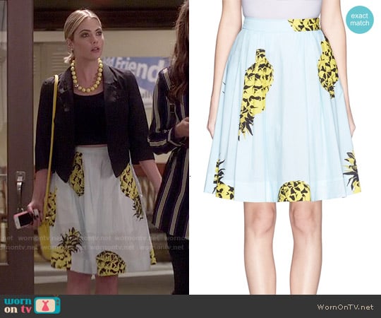 MSGM Pineapple Print Full Cotton Skirt worn by Hanna Marin (Ashley Benson) on Pretty Little Liars