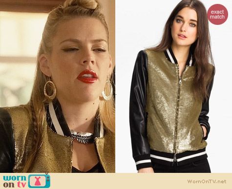 Mural Sequin Bomber Jacket worn by Busy Phillips on Cougar Town