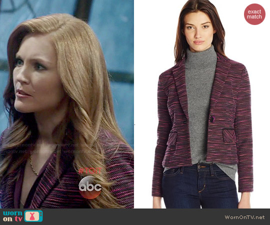 Nanette Lepore Interwoven Striped Tweed Jacket in Orchid worn by Abby Whelan (Darby Stanchfield) on Scandal