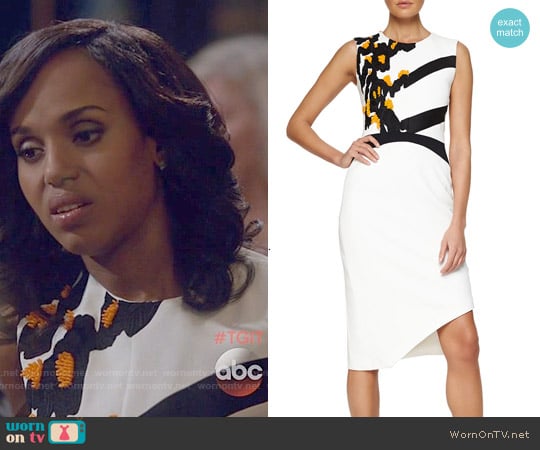 Narciso Rodriguez Floral-Embroidered Asymmetric Crepe Dress worn by Olivia Pope (Kerry Washington) on Scandal