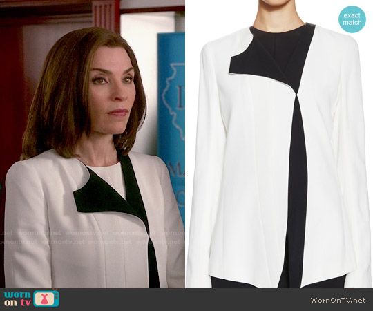 Narciso Rodriguez Crepe One Sided Lapel Jacket worn by Alicia Florrick (Julianna Margulies) on The Good Wife