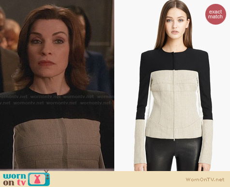 Narciso Rodriguez Stretch Linen Jacket worn by Julianna Margulies on The Good Wife