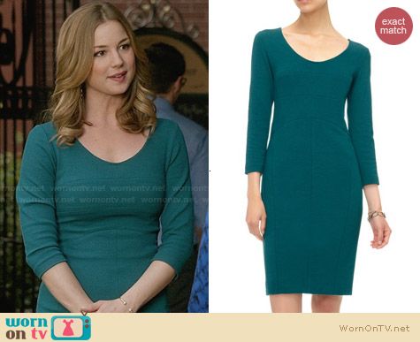 Narciso Rodriguez Teal Scoop Neck Dress worn by Emily VanCamp on Revenge