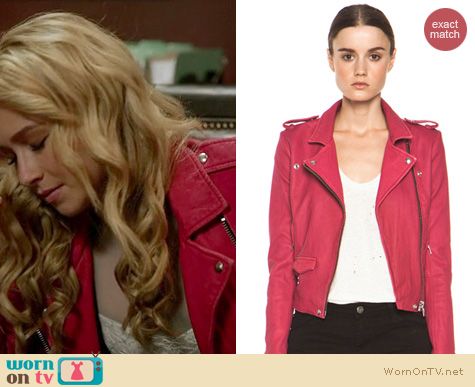 Nashville Fashion: IRO Ashville Fucshia leather jacket worn by Hayden Panettiere