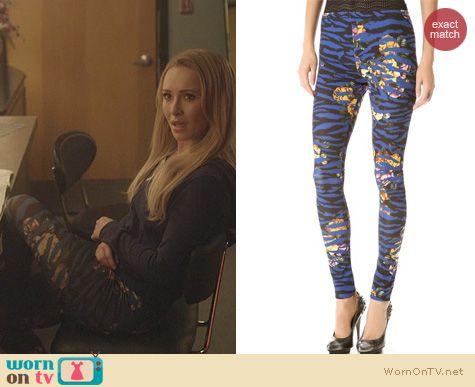 Nashville Fashion: Alexander McQueen Blue Zebra Printed Leggings worn by Hayden Panettiere