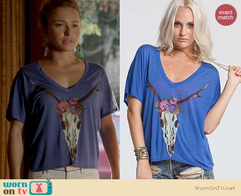 Nashville Fashion: Chaser Deer Skull and flowers boxy tee worn by Hayden Panettiere