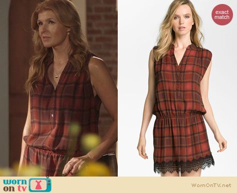 Nashville Fashion: Haute Hippie Plaid Drop Waist Dress worn by Connie Britton