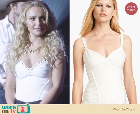 Nashville Fashion: Herve Leger White Bandage Top worn by Hayden Panettiere