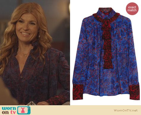 Nashville Fashion: Just Cavalli Printed Chiffon Ruffle Blouse worn by Connie Britton