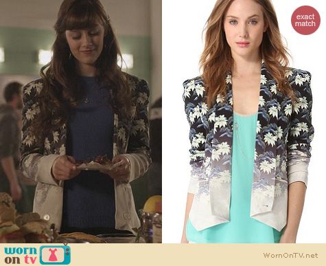 Nashville Fashion: Rebecca Minkoff Becky Jacket in Floral Santa worn by Aubrey Peeples