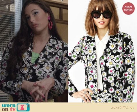 Nasty Gal Neon Daisy Denim Jacket worn by Chloe Bridges on The Carrie Diaries