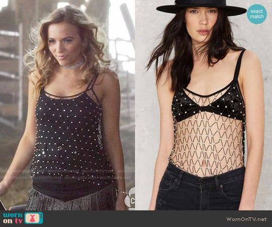 Nasty Gal Rhinestone to Pick Net Tank worn by Maddie Jaymes (Lennon Stella) on Nashville