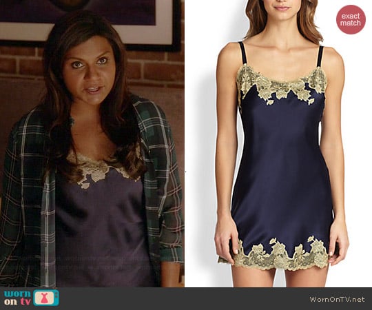 Natori Lolita Chemise in Navy worn by Mindy Kaling on The Mindy Project