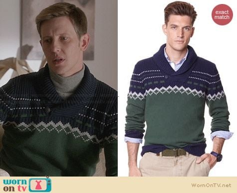 Nautica Fair Isle Shawl Collar Sweater worn by Gabriel Mann on Revenge