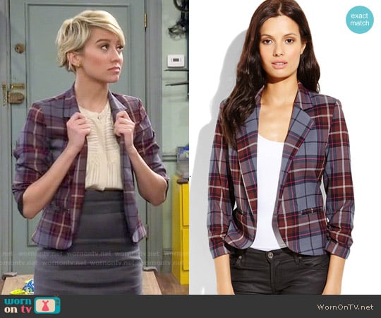 Necessary Objects Plaid Open Blazer worn by Riley Perrin (Chelsea Kane) on Baby Daddy