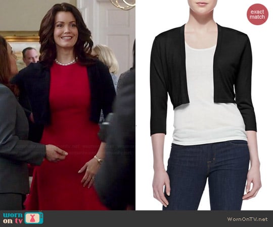 Neiman Marcus 3/4 Sleeve Silk Cashmere Shrug worn by Mellie Grant (Bellamy Young) on Scandal