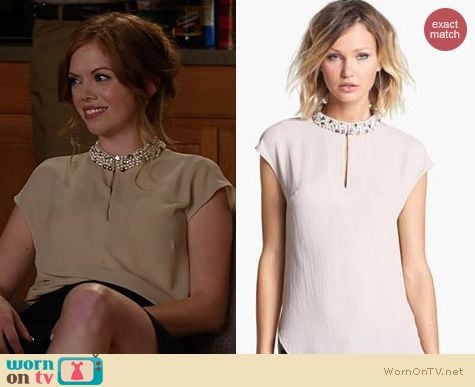 New Girl Fashion: Bellatrix Embellished Collar Top worn by Dreama Walker