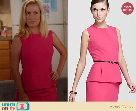 New Girl Fashion: Calvin Klein Pink Peplum Dress worn by Angela Kinsey