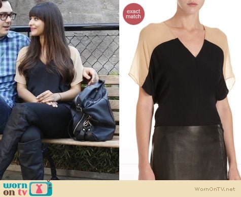 New Girl Fashion: Mason by Michelle Mason vneck colorblock top worn by Hanna Simone