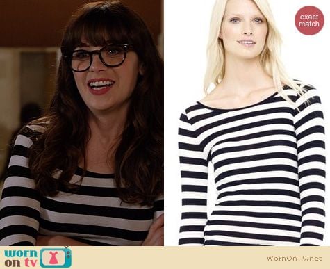 New Girl Fashion: Club Monaco Faye Striped top worn by Zooey Deschanel