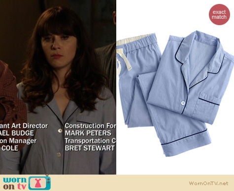 New Girl Fashion: J. Crew Vintage Pajama Set in Hydrangea worn by Zooey Deschanel