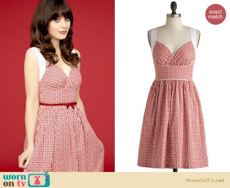 New Girl Fashion: ModCloth Paradise Tile dress worn by Zooey Deschanel