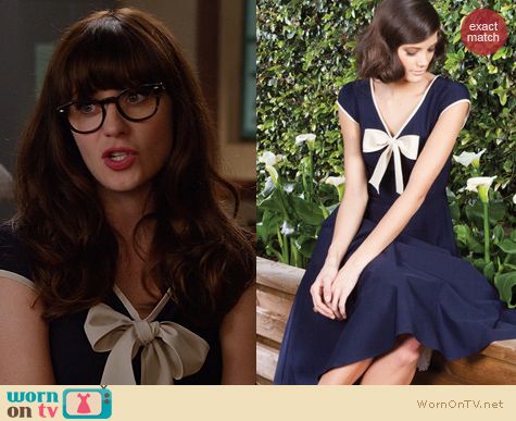 Stop Staring! All That and Demure Dress in Navy worn by Zooey Deschanel