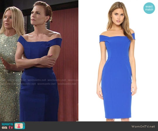 Nicholas Tech Bonded Curve Panel Dress worn by Phyllis Newman (Gina Tognoni) on The Young and the Restless