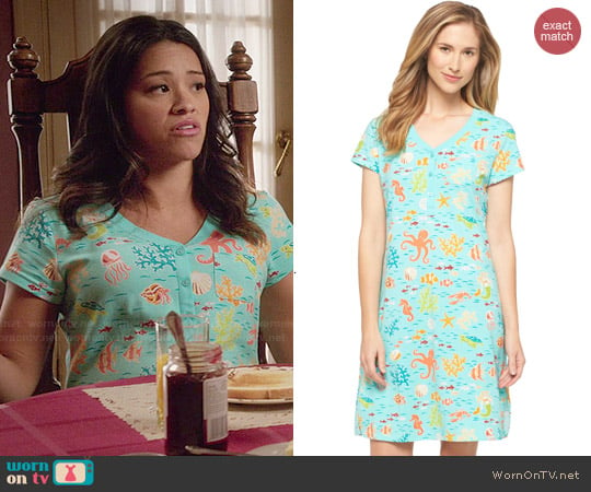 Nick & Nora Nightgown in Turquoise Sea worn by Jane Villanueva (Gina Rodriguez) on Jane the Virgin