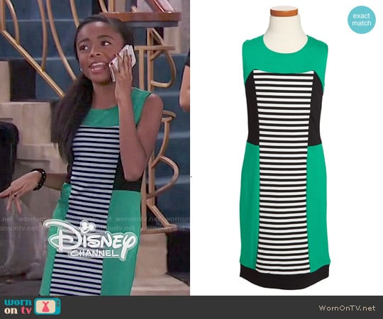 Nicole Miller Big Girls Stripe Colorblock Dress worn by Zuri Ross (Skai Jackson) on Jessie