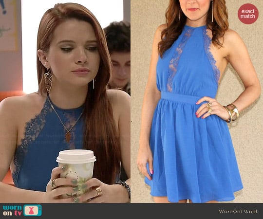 Nightingale Backless Lace Detail Halter Dress worn by Katie Stevens on Faking It