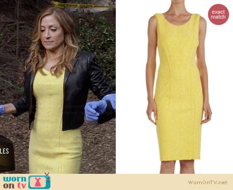 Nina Ricci Sheath in Lightweight Citron Tweed worn by Sasha Alexander on Rizzoli & Isles