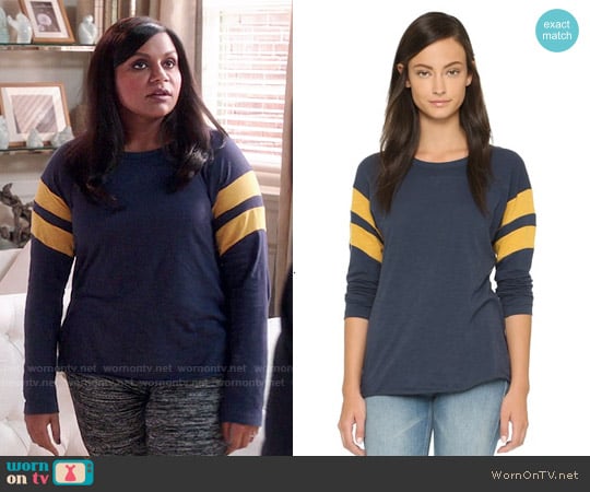 NSF Regina Long Sleeve Tee in Ink / Gold worn by Mindy Lahiri (Mindy Kaling) on The Mindy Project