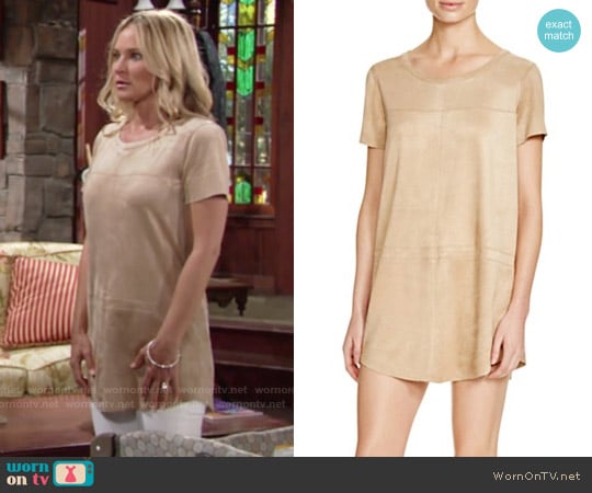 Olivaceous Faux Suede Shift Dress worn by Sharon Newman (Sharon Case) on The Young and the Restless