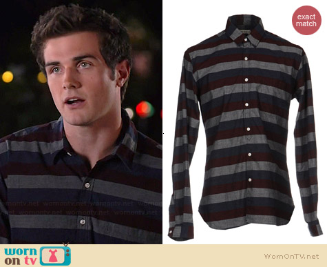 Oliver Spencer Striped Shirt worn by Beau Mirchoff on Awkward