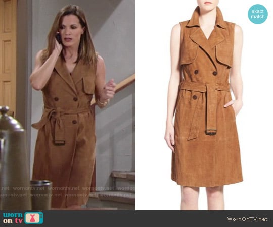 Olivia Palermo + Chelsea28 by Sleeveless Suede Trench Dress worn by Chelsea Lawson (Melissa Claire Egan) on The Young and the Restless