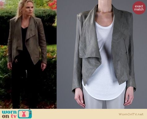 Once Upon A Time Fashion: Helmut Lang draped leather jacket worn by Jennifer Morrison