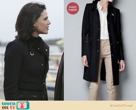 Once Upon A Time Fashion: Black Zara coat worn by Regina