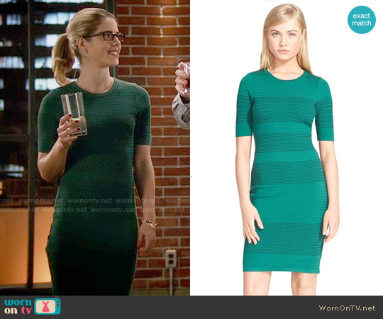 Opening Ceremony French Knot Sheath in Fern worn by Felicity Smoak (Emily Bett Rickards) on The Flash