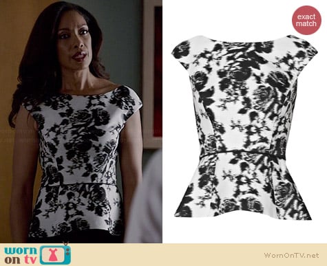 Oscar de la Renta Floral-print cotton and silk-blend top worn by Gina Torres on Suits