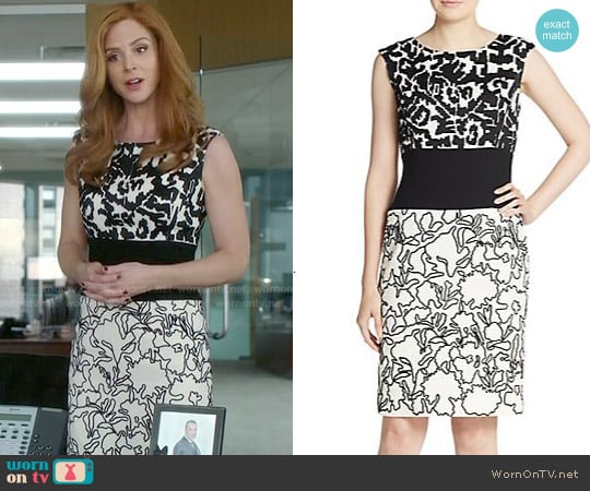 Oscar de la Renta Floral Wool Day Dress worn by Donna Paulsen (Sarah Rafferty) on Suits